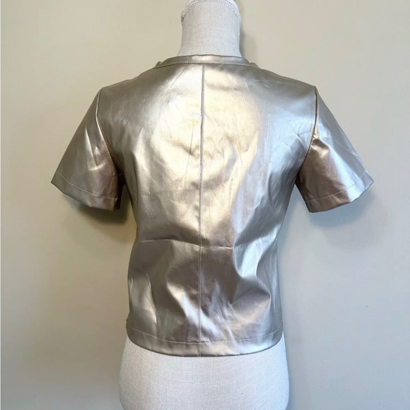 Anthropologie Porridge Clothing XXS Gold Shirt Short Sleeve NWT $88 New - Picture 8 of 16